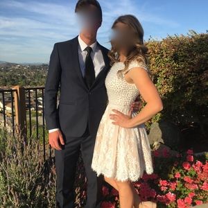 Short Ivory Lace Pearls Sherri Hill 32257